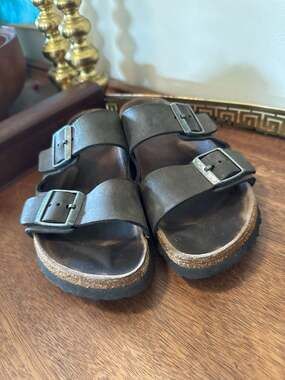 Birkenstock Arizona Oiled Leather Sandals in Iron  39